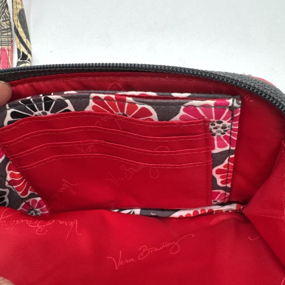Vera Bradley Mod Floral Pink Zip-Around Wristlet Wallet 7 X 4.5